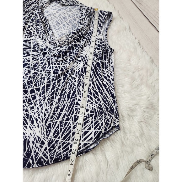 Halogen Womens Abstract Cowl‎ Neck Tunic Tank Top Blue White Size Large - Picture 6 of 6